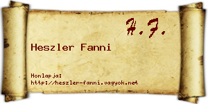 Heszler Fanni névjegykártya